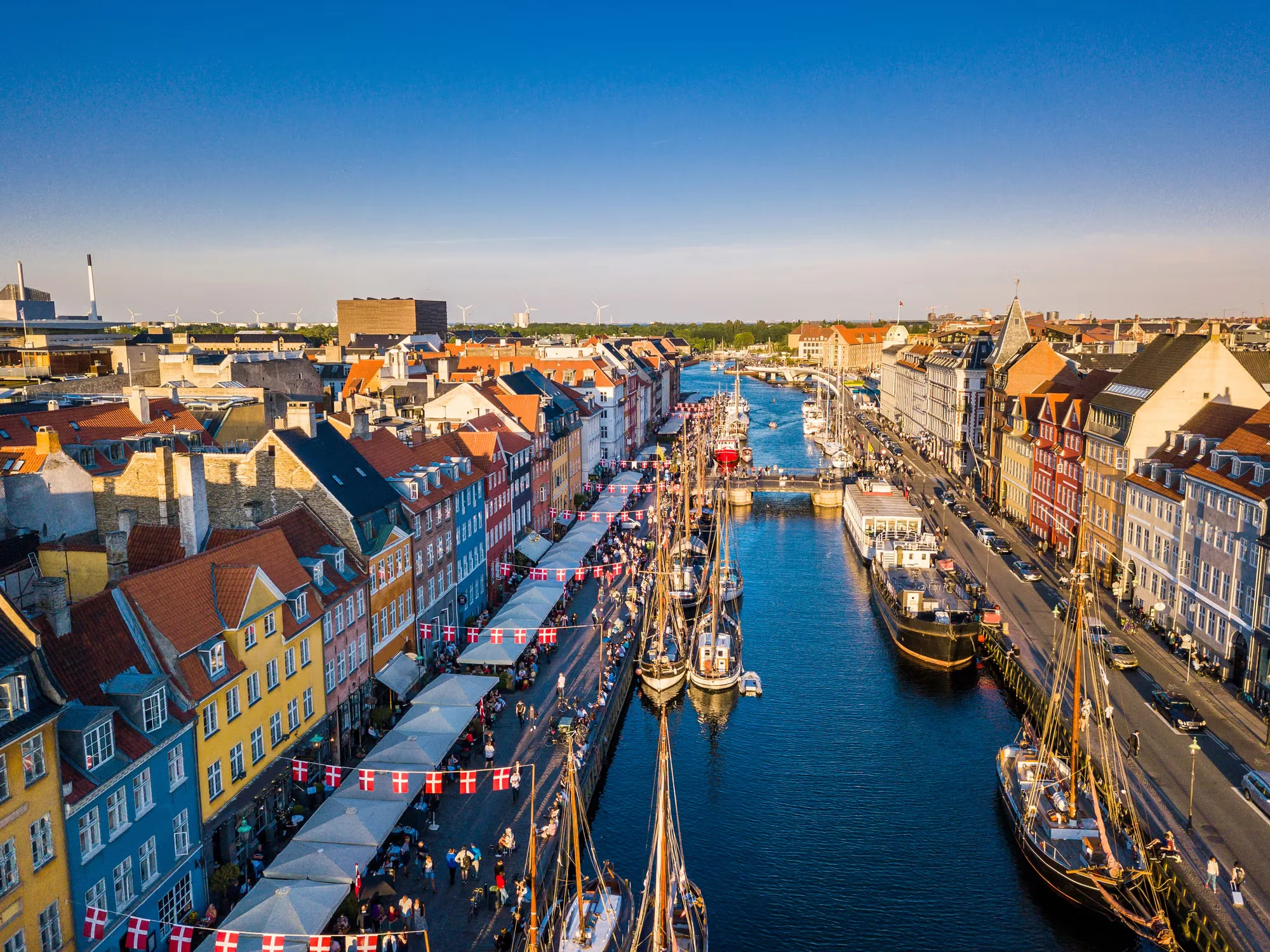 Copenhagen waterfront and modern Danish city architecture