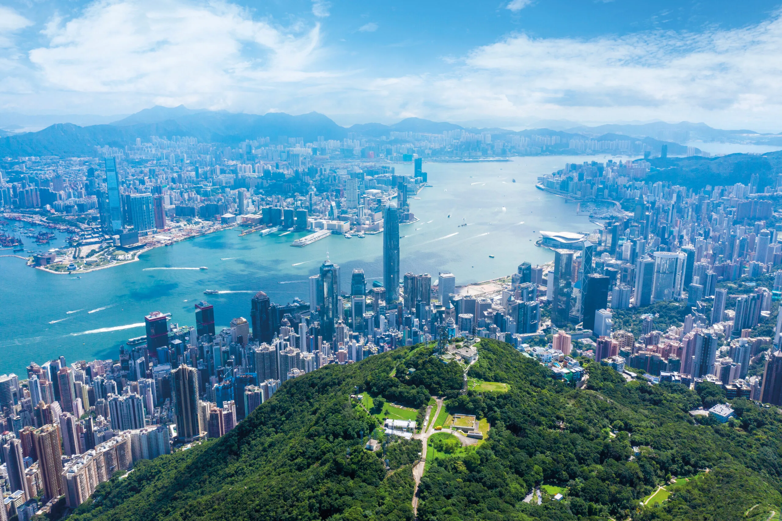 Victoria Harbour and Hong Kong skyline viewed from The Peak