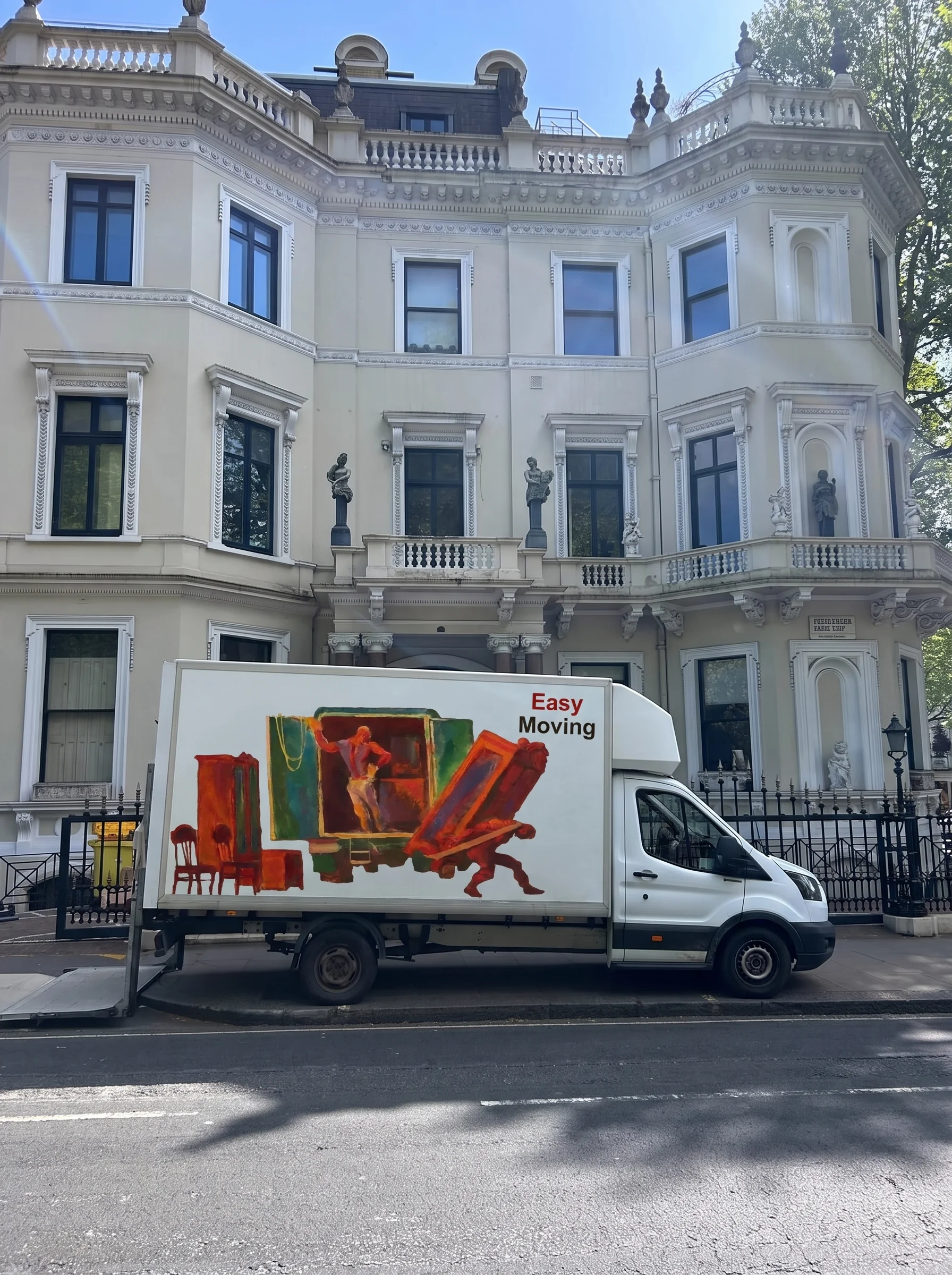 Easy Moving London van outside a London business property