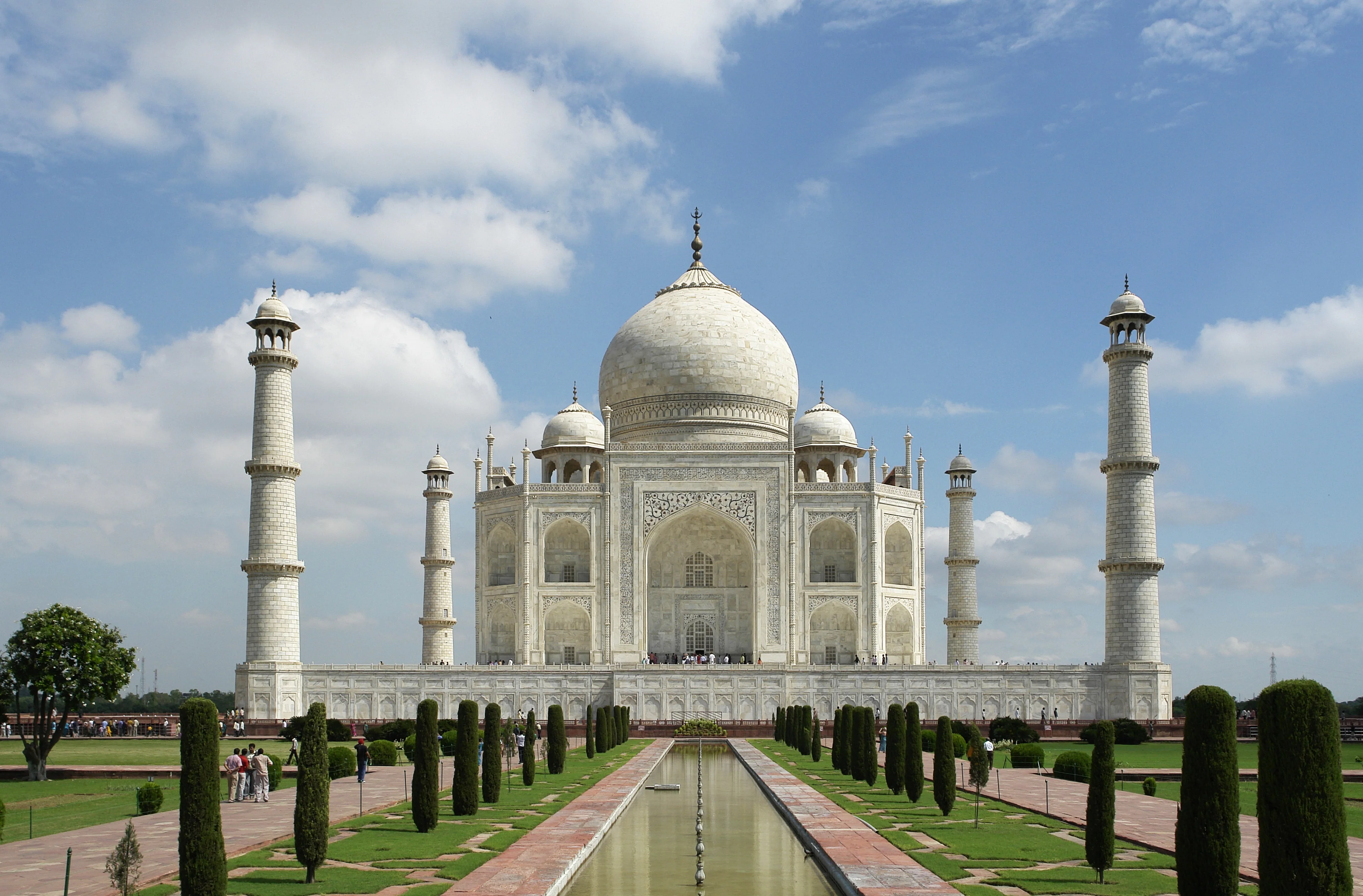 The Taj Mahal and its formal gardens in Agra