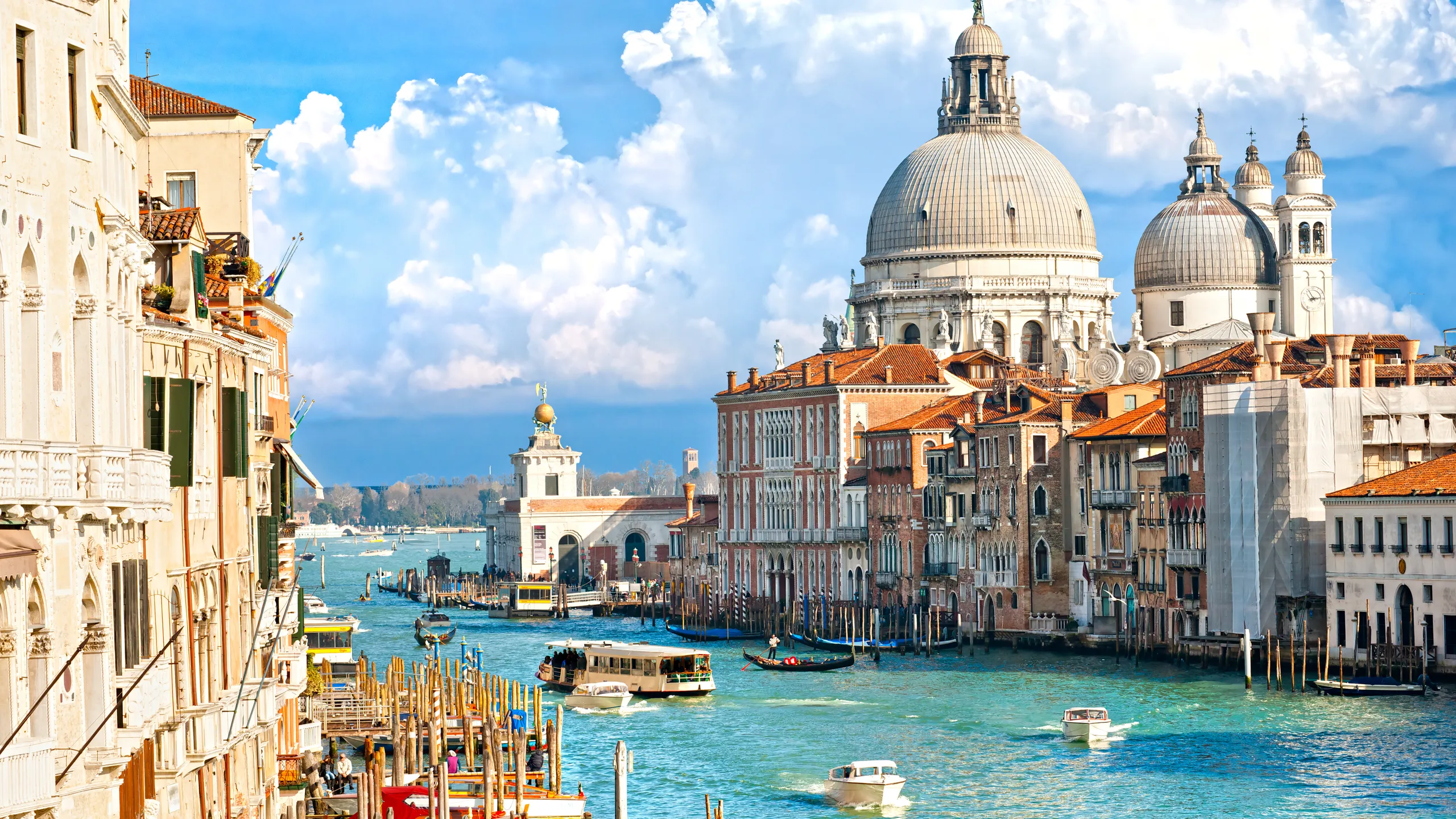 Venice canal and historic buildings in Italy