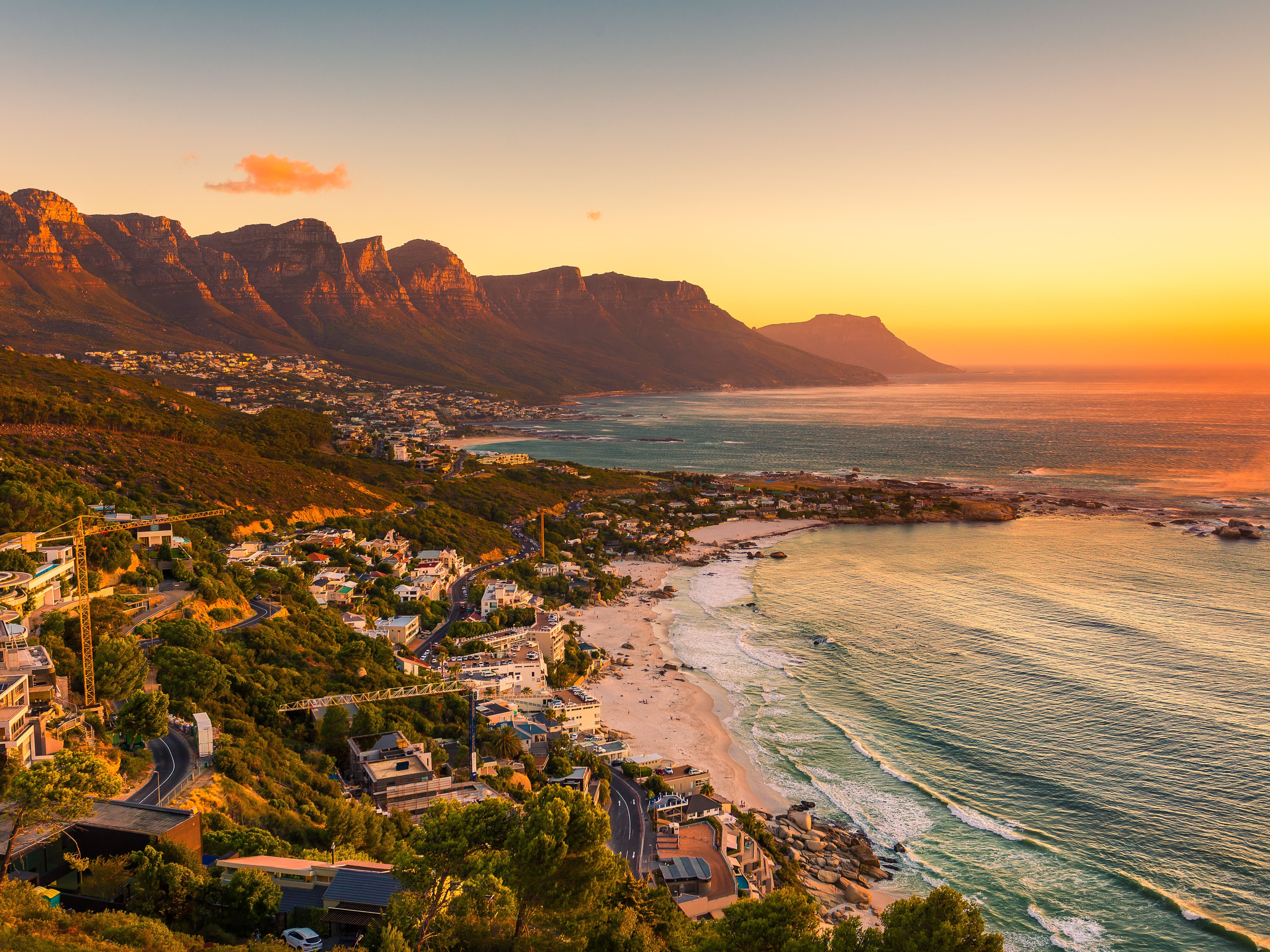 Cape Town coast and the Twelve Apostles at sunset
