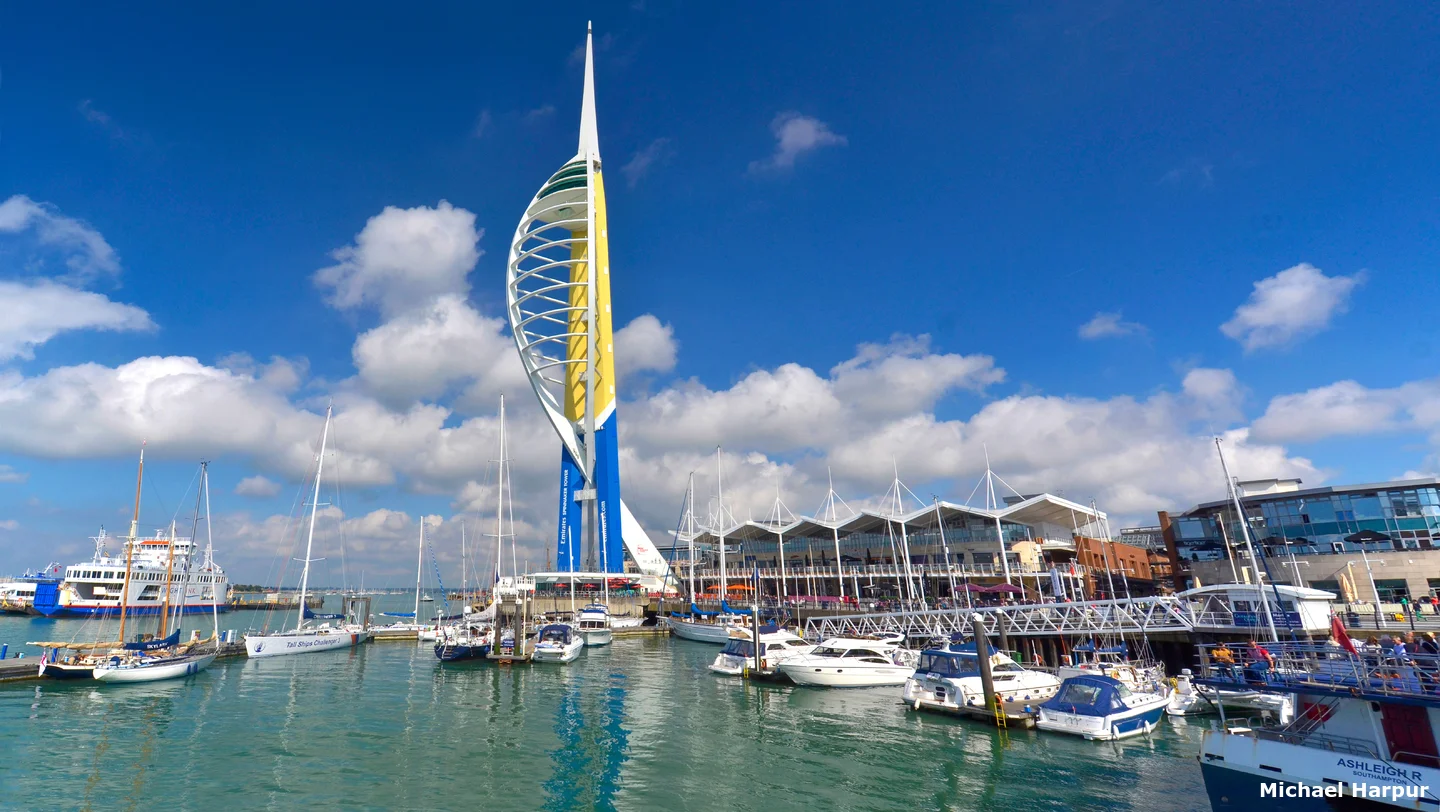 Gunwharf Quays marina and the Spinnaker Tower in Portsmouth