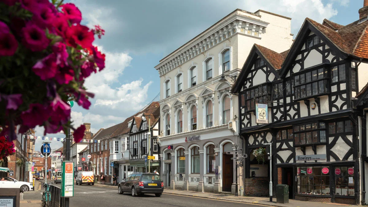 Historic street in Farnham, Surrey
