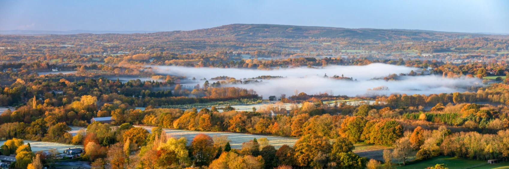 Reigate Hill landscape at dawn in Surrey